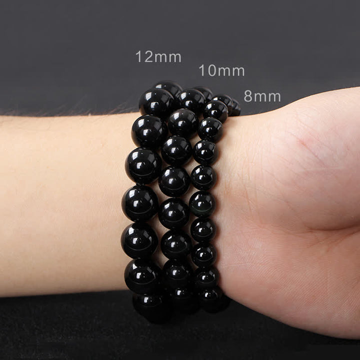 黒曜石、黒檀、赤虎目石の強さを秘めたカップルブレスレット