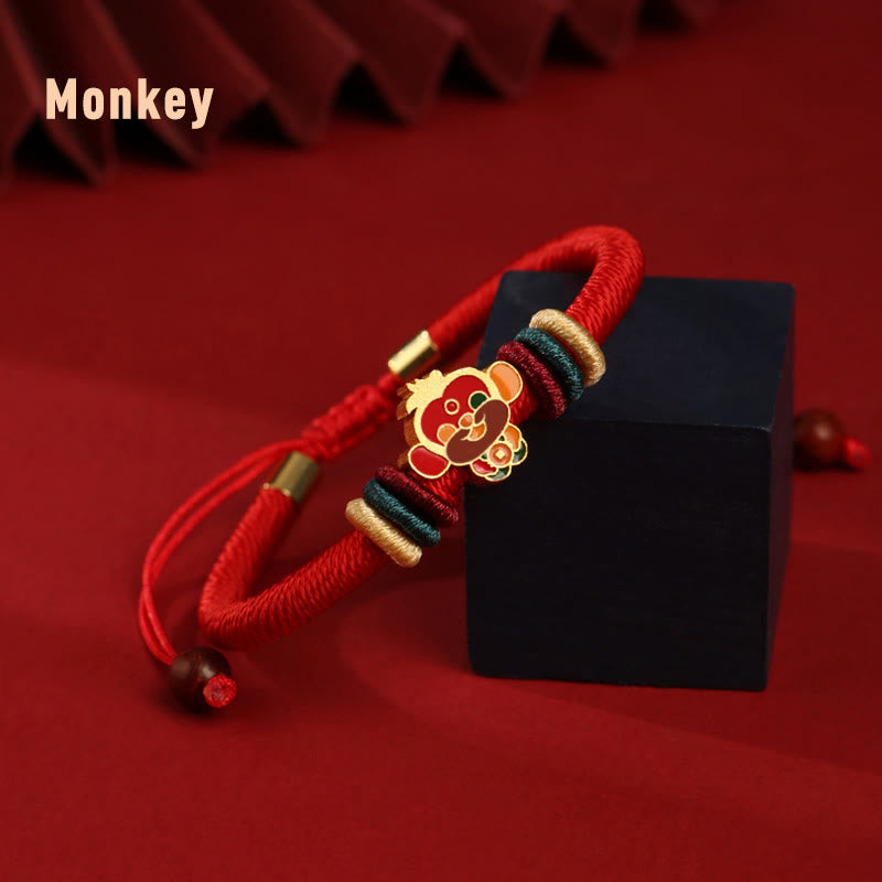 Buddha Stonesハンドメイド925スターリングシルバードラゴン年かわいい中国の十二支幸運編み込みレッドブレスレット - モンキー（手首周り14～19cm） - image 17