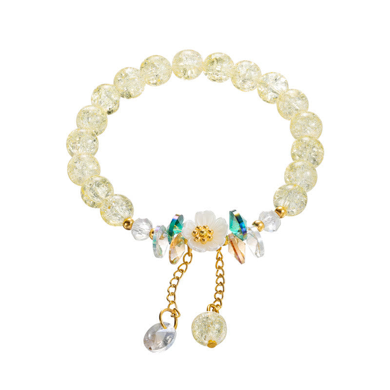 Buddha Stonesのシンプルなデザインの花のチャームガラスビーズブレスレット