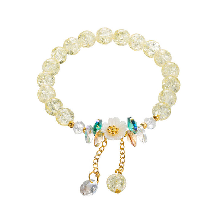Buddha Stonesのシンプルなデザインの花のチャームガラスビーズブレスレット