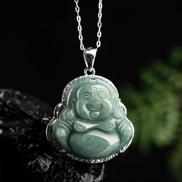Buddha Stones925スターリングシルバー 笑う仏陀 翡翠 豊穣のネックレスチェーンペンダント - image 8