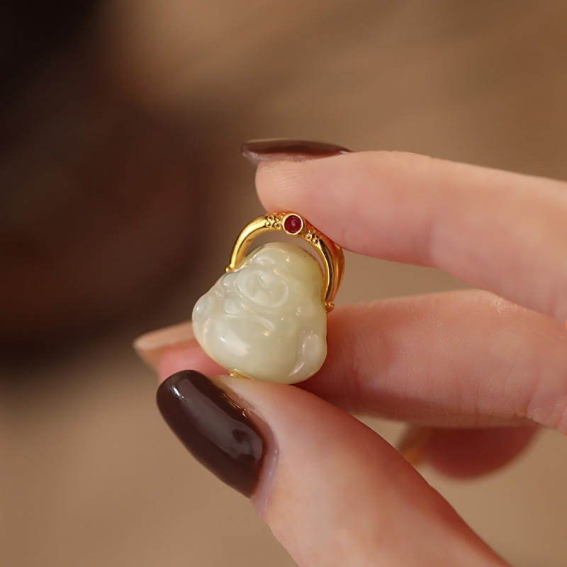 Buddha Stones925 スターリングシルバー 天然和田翡翠 笑う仏陀 豊穣のチェーンネックレスペンダント - image 2