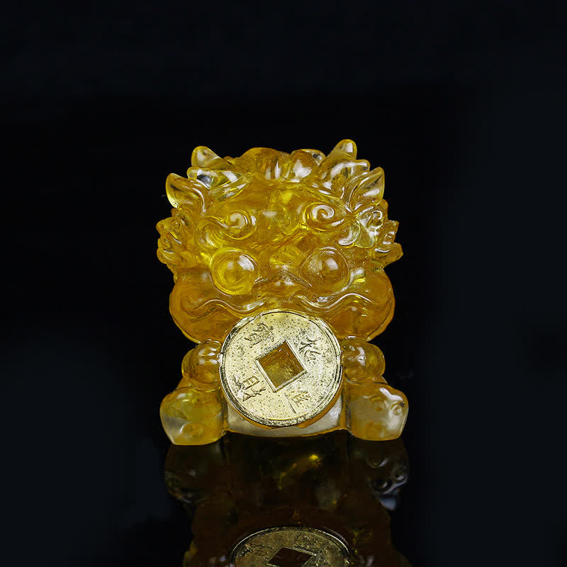 Buddha Stones手作り かわいい 貔貅 金貨 クリスタル 風水 エネルギー 富幸運繁栄家の装飾 - image 1