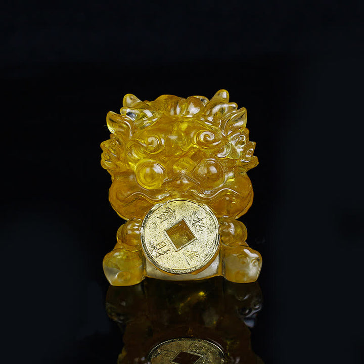 Buddha Stones手作り かわいい 貔貅 金貨 クリスタル 風水 エネルギー 富幸運繁栄家の装飾 - image 1