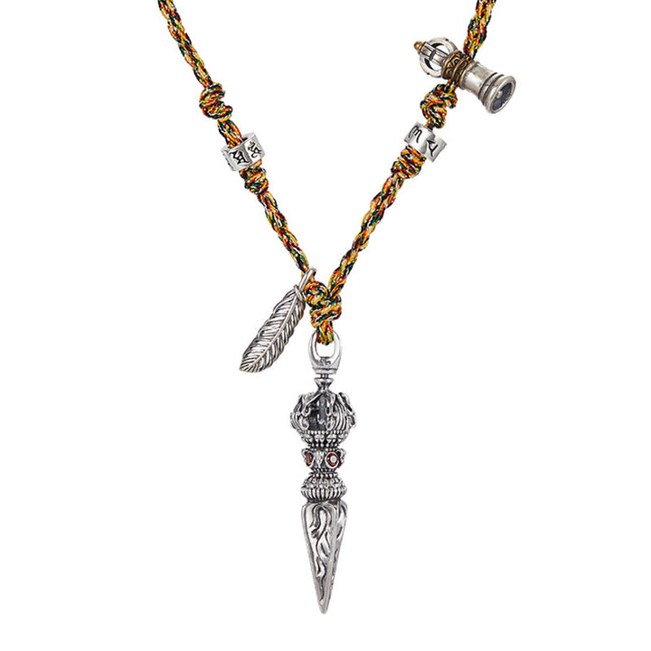Buddha Stonesチベット ハンドメイド 925 スターリングシルバー ドルジェ ヴァジュラオーム・マニ・パドメ・フムフェザー ストレングス ネックレス ペンダント - image 8