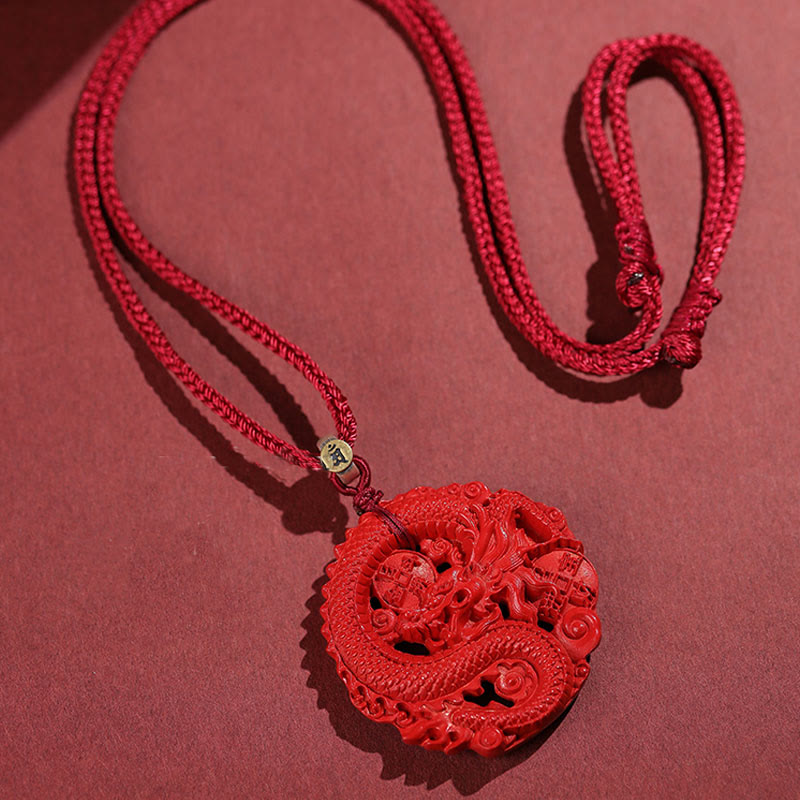 龍の年Buddha Stones925スターリングシルバー 天然辰砂 銅貨 幸運のネックレスペンダント