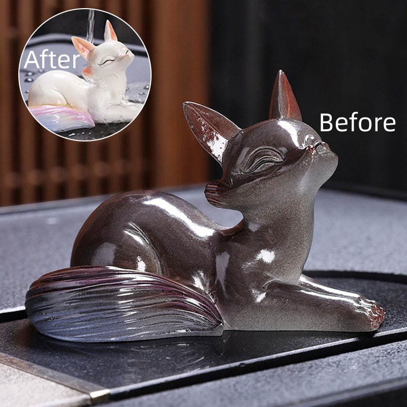 色が変わるBuddha Stones小さくてかわいいキツネのティーペット 樹脂製 置物 インテリア