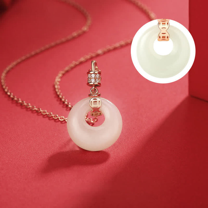 Buddha Stones 925スターリングシルバー 和田白翡翠コインフラワー平和のお守りチャーム幸運ネックレスペンダント - image 3