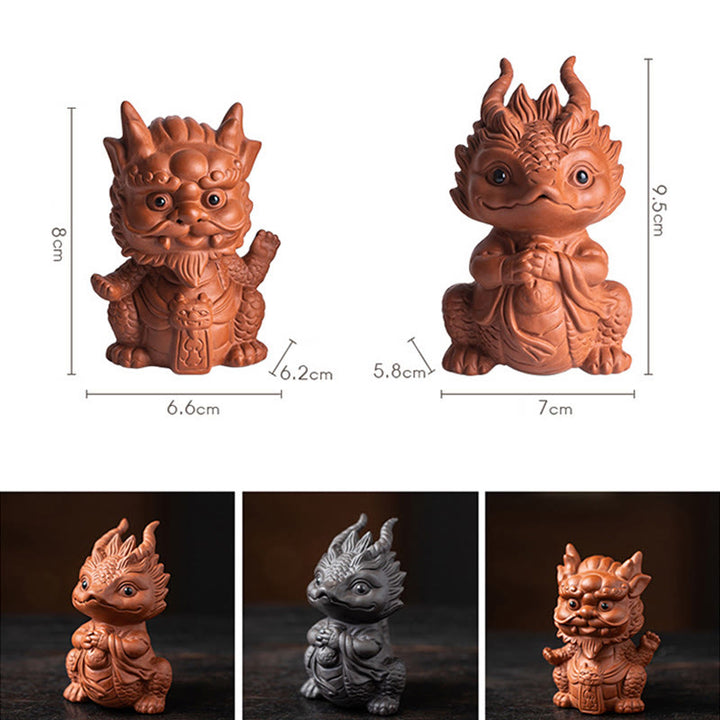 Buddha Stones幸運 龍 富 茶 ペット 紫 粘土 置物 装飾 - image 19