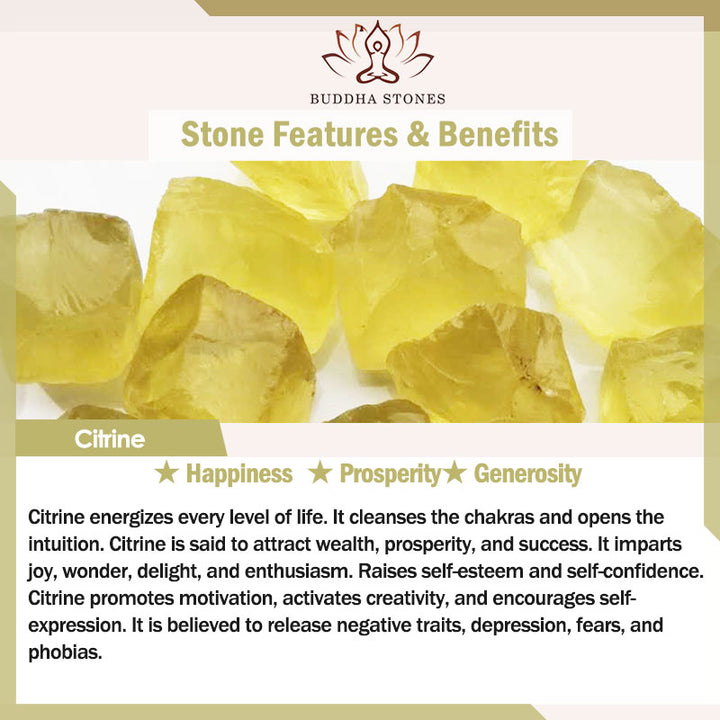 Buddha Stonesシトリン 蓮華の祝福 保護 調節可能なリング