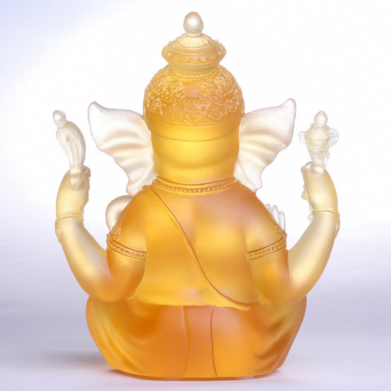 Buddha Stones手作り ガネーシャ ガンパティ 象の置物 リュウリ クリスタル アートピース 守護像 家の装飾 - image 3