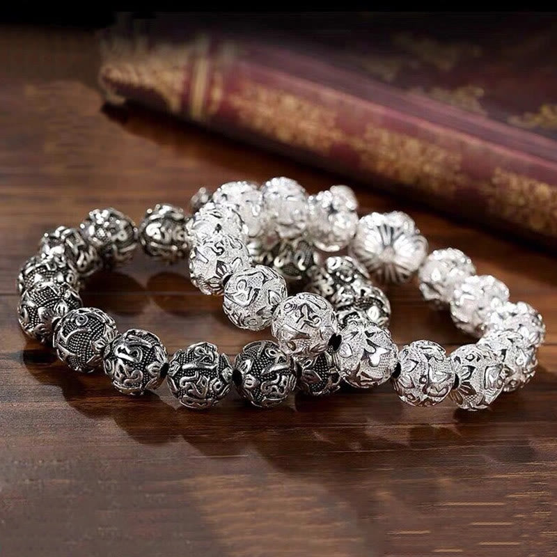 Buddha Stonesチベットオーム・マニ・パドメ・フム彫刻 合金ビーズ お守り ブレスレット - image 1