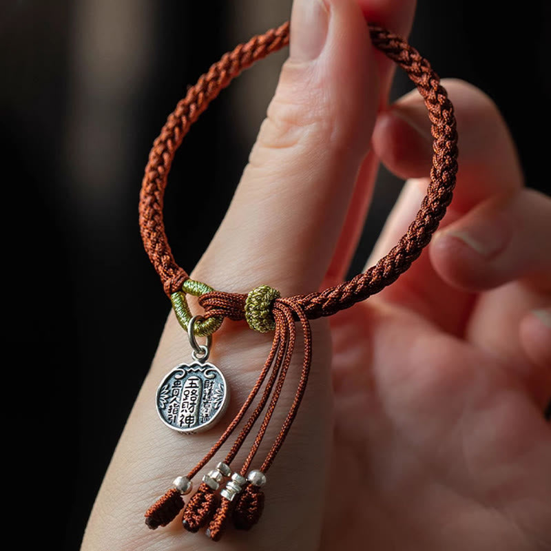 Buddha Stonesハンドメイド 925 スターリングシルバー 五行神 富と幸運の守護 紐編みブレスレット - image 2