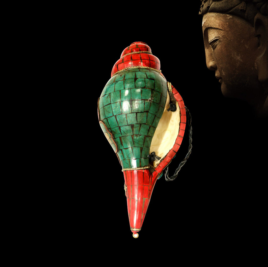 チベットの手作りシャンカオーム・マニ・パドメ・フム仏法螺貝幸運の装飾 - image 12