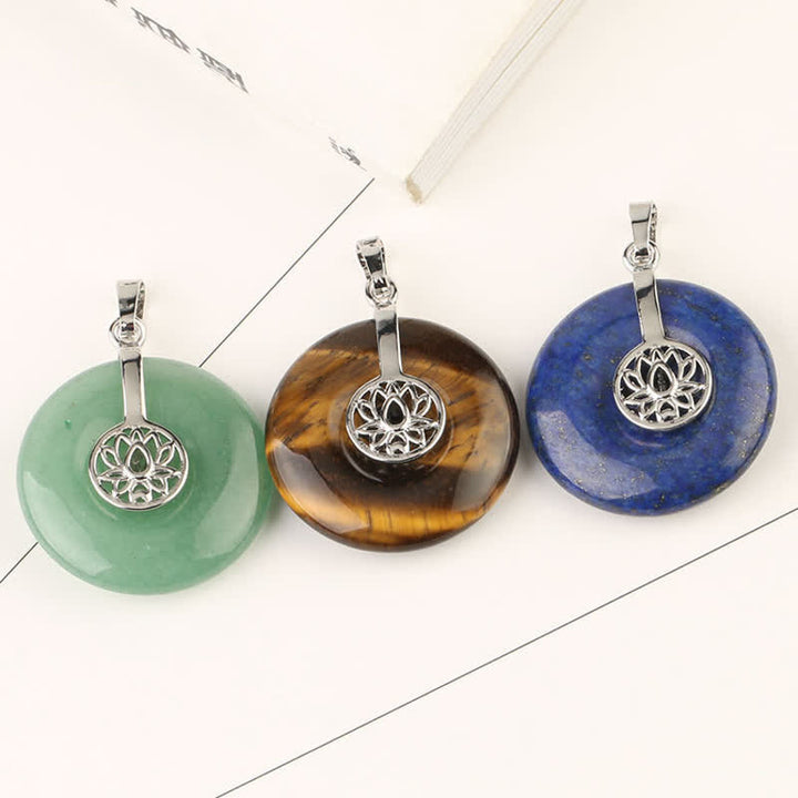 Buddha Stones各種クリスタルアメジストピンククリスタルロータスヒーリングネックレスペンダント