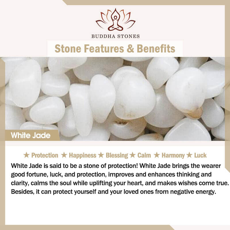 Buddha Stones象白翡翠幸運イヤリング