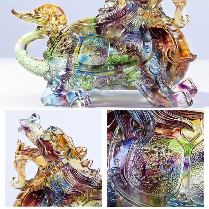 風水ドラゴンタートルハンドメイドLiuliクリスタルアートピースホームオフィスデコレーション