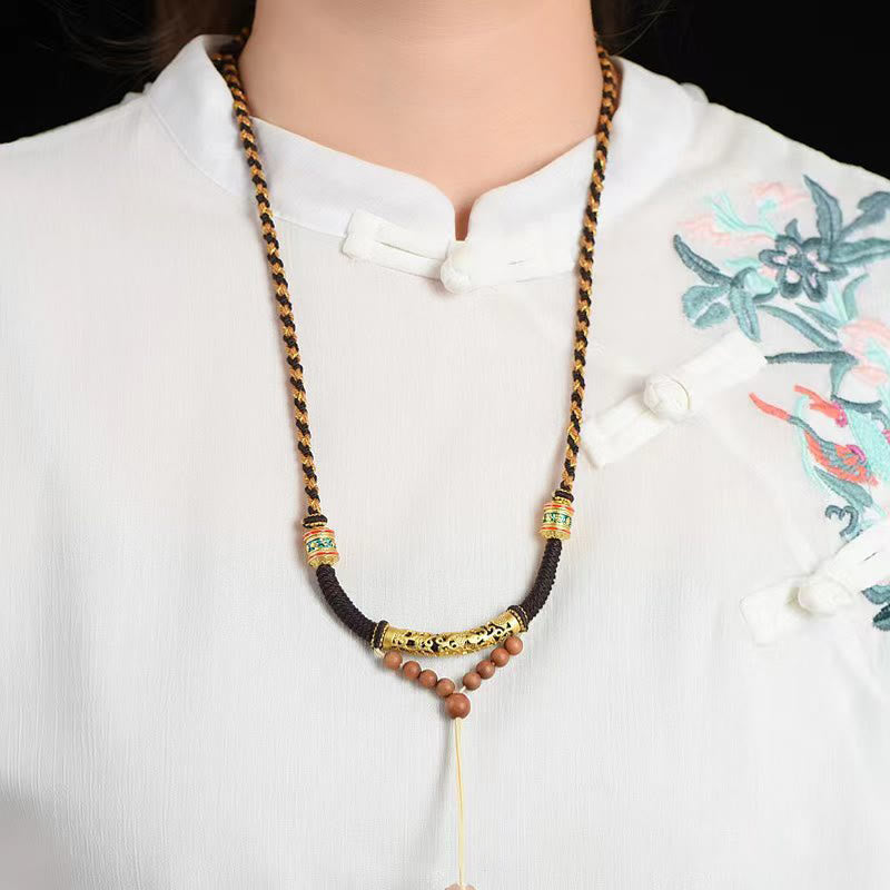 チベットの手作りのBuddha Stonesキングコングノットオーム・マニ・パドメ・フム祈祷ホイールの紐ネックレスペンダント - image 1