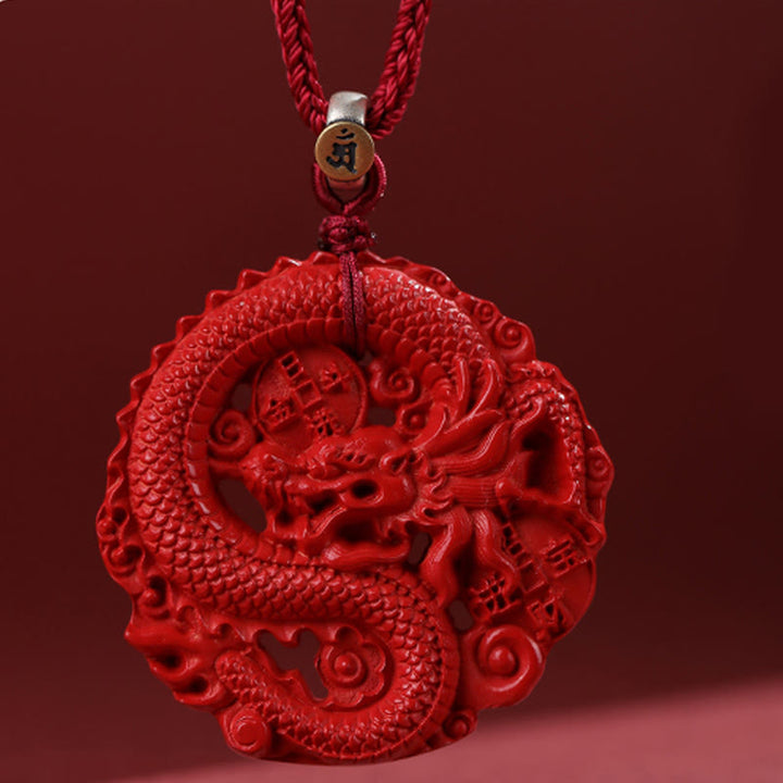 龍の年Buddha Stones925スターリングシルバー 天然辰砂 銅貨 幸運のネックレスペンダント