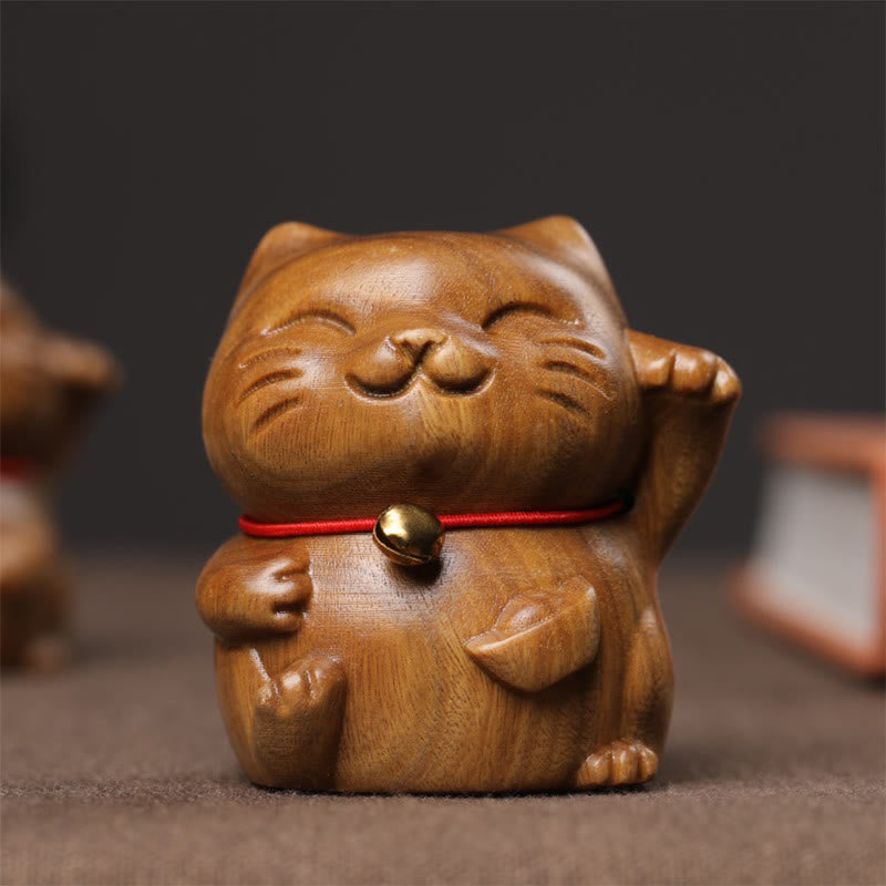 Buddha Stones緑 白檀 小型 かわいい 招き猫 平和 飾り - image 12