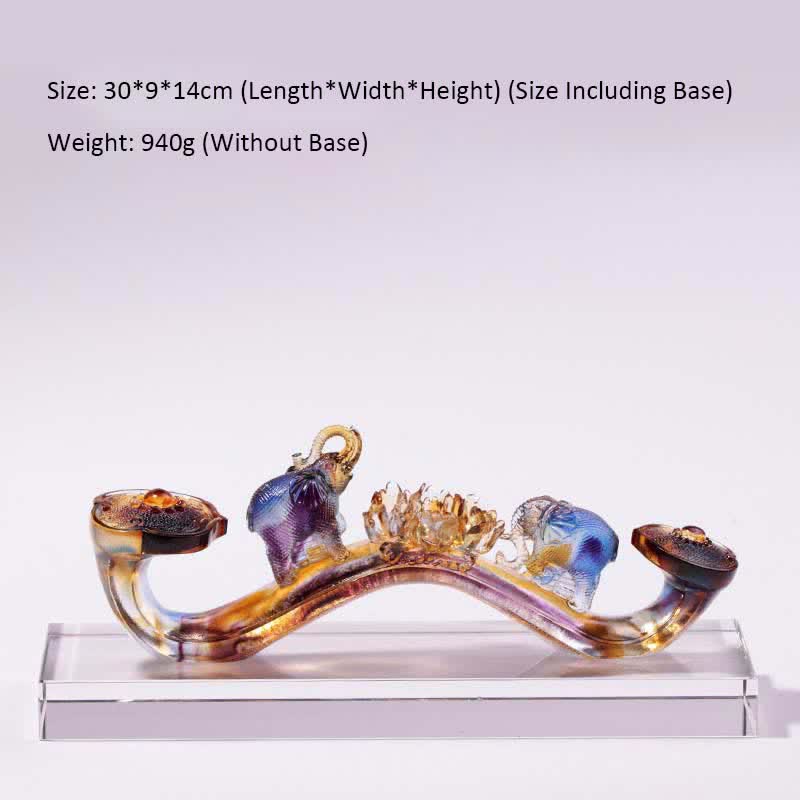 手作りのLiuliクリスタルRuyi象のアートピース、クリスタルベース付きホームデコレーション - 30×9×14cm - image 2