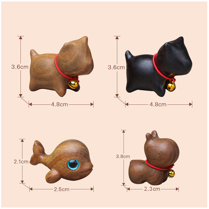 Buddha Stones緑白檀小葉紫檀かわいい猫の動物 心を落ち着かせる平和の装飾 - image 25