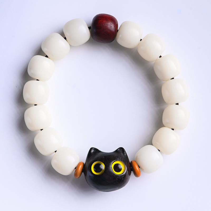Buddha Stones天然菩提樹の小葉紫檀黒檀招き猫 知恵のブレスレット - 黒檀招き猫＆菩提樹（手首周り14～16cm） - image 10