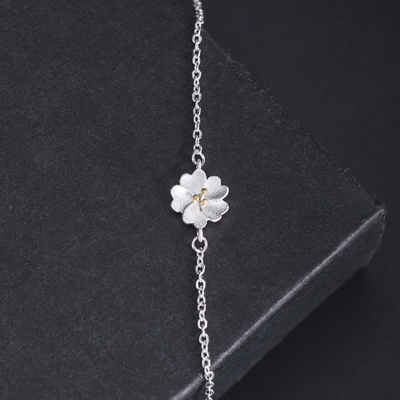 Buddha Stones925スターリングシルバー 桜の祝福チェーンブレスレット