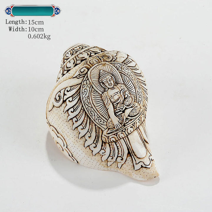 チベットの手作り彫刻シャンカ仏観音菩薩巻貝の富の装飾 - 釈迦牟尼 15×10cm - image 7