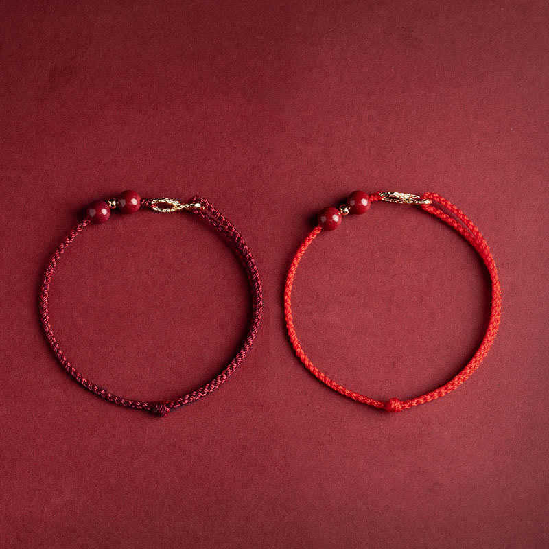 Buddha Stones 辰砂＆赤い糸 祝福の14Kゴールド 無限大シンボル ブレスレット＆アンクレット