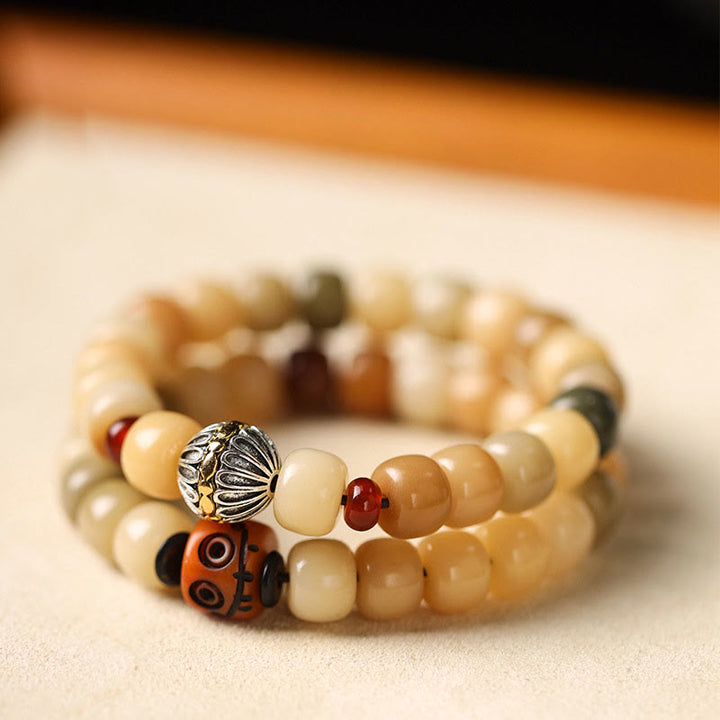 Buddha Stones天然菩提樹 屍の森の王オーム・マニ・パドメ・フム知恵のブレスレット