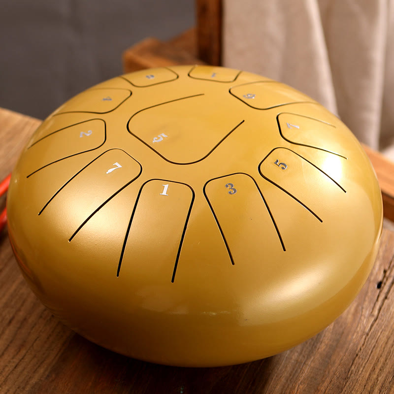 Buddha Stonesスチールタンドラム サウンドヒーリング マインドフルネス瞑想 ヨガドラムキット 11音 8インチ - 黄色 - image 9