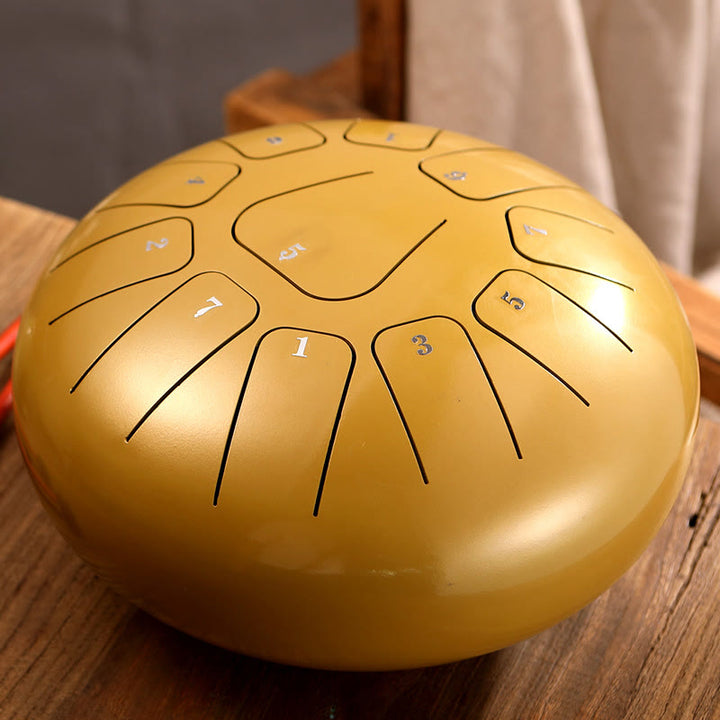 Buddha Stonesスチールタンドラム サウンドヒーリング マインドフルネス瞑想 ヨガドラムキット 11音 8インチ - 黄色 - image 9