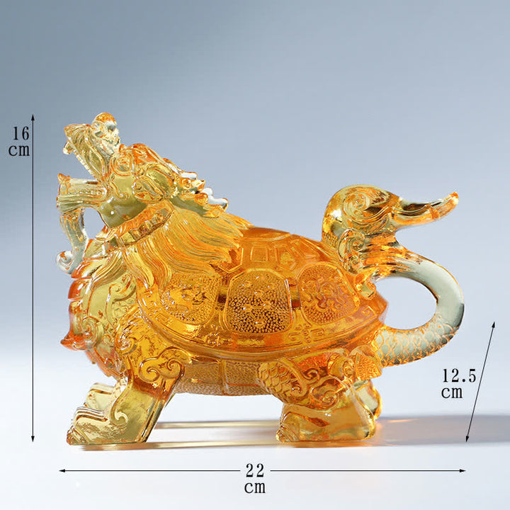 風水ドラゴンタートルハンドメイドLiuliクリスタルアートピースホームオフィスデコレーション