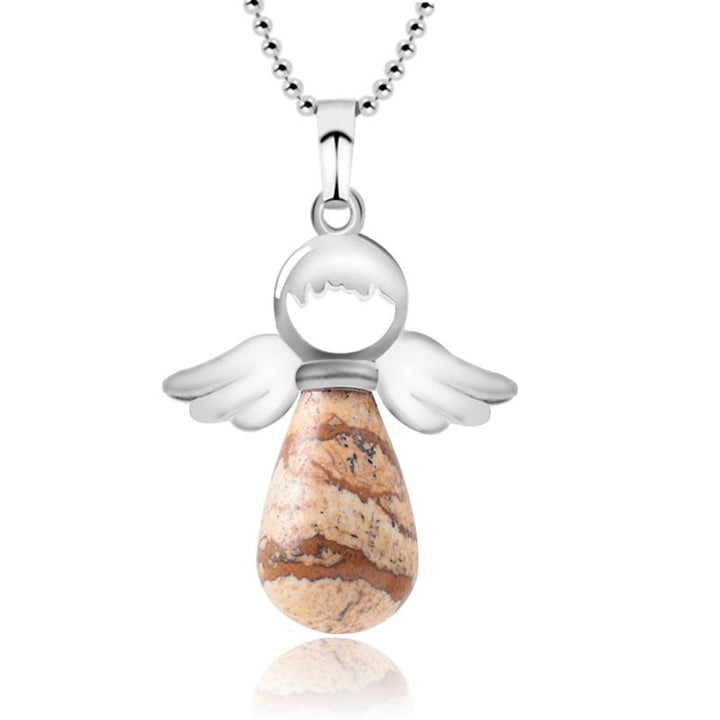 Buddha Stonesの小さな天使の羽根天然水晶の幸運のネックレスペンダント