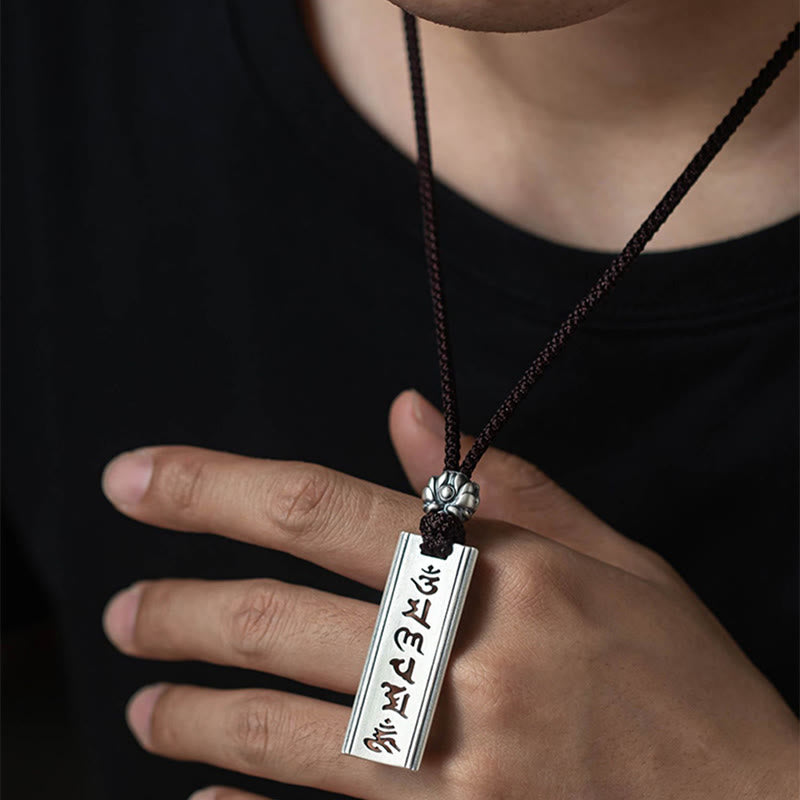 Buddha Stones999スターリングシルバーオーム・マニ・パドメ・フム彫刻入り 蓮の知恵ネックレスペンダント - image 7