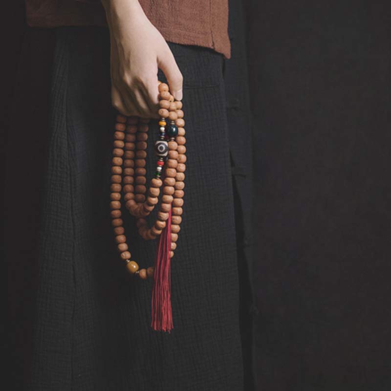 Buddha Stones108 個入りMalaビーズ 菩提樹種 ビーズ 平和 タッセル ブレスレット