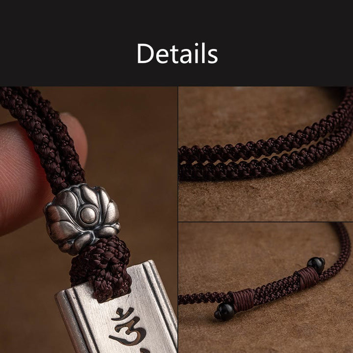 Buddha Stones999スターリングシルバーオーム・マニ・パドメ・フム彫刻入り 蓮の知恵ネックレスペンダント - image 3