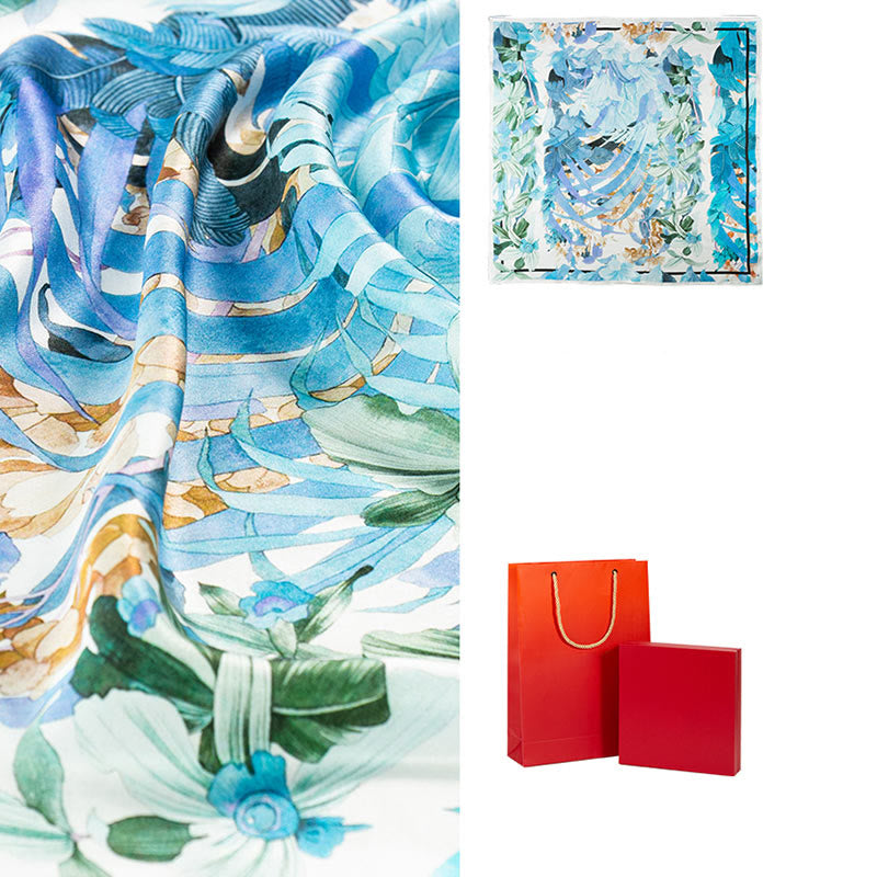 Buddha Stonesジャングル油絵吉兆雲100%マルベリーシルクスカーフプレミアムグレード6A両面シルクネックスカーフ - image 15