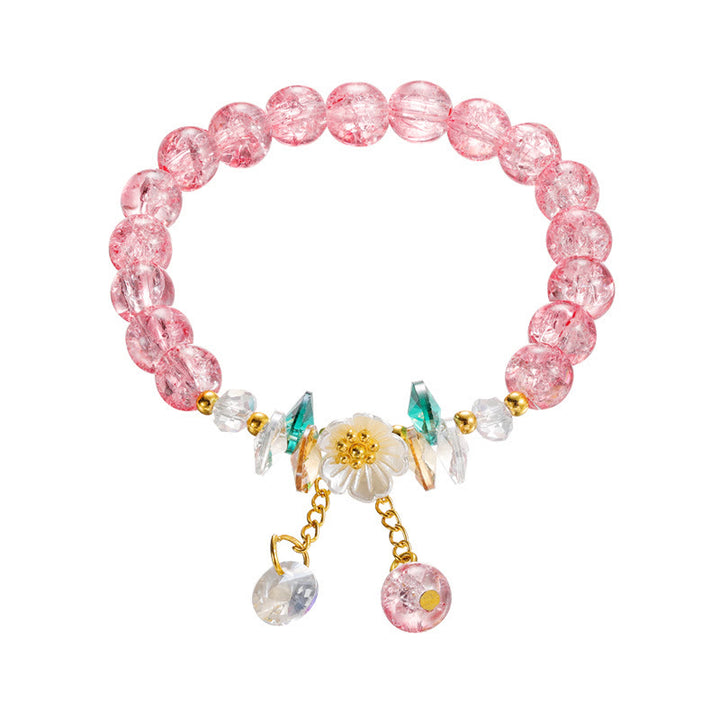 Buddha Stonesのシンプルなデザインの花のチャームガラスビーズブレスレット