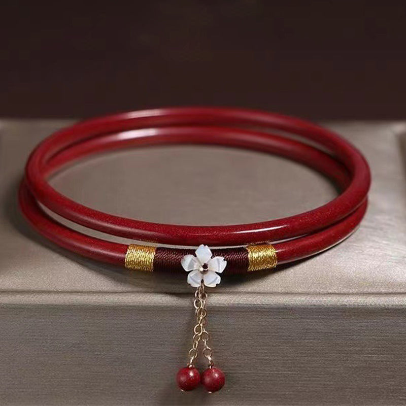 Buddha Stones2個入り 辰砂 花の祝福 バングル チャーム ブレスレット