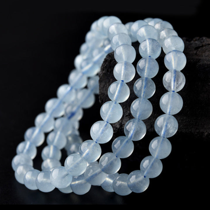 Buddha Stones天然アクアマリン平和ヒーリングブレスレット