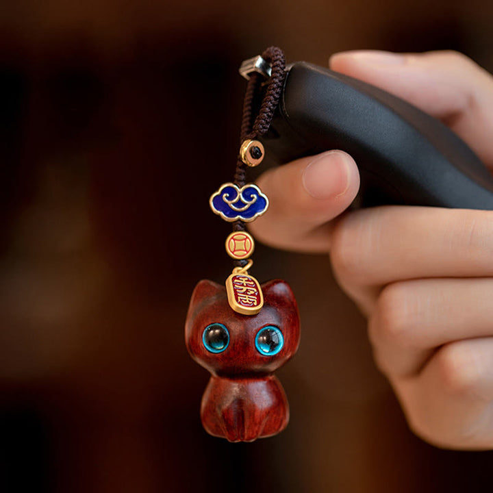 Buddha Stones小葉紫檀黒檀守護 キーホルダー 携帯電話 吊り下げ 飾り - image 4