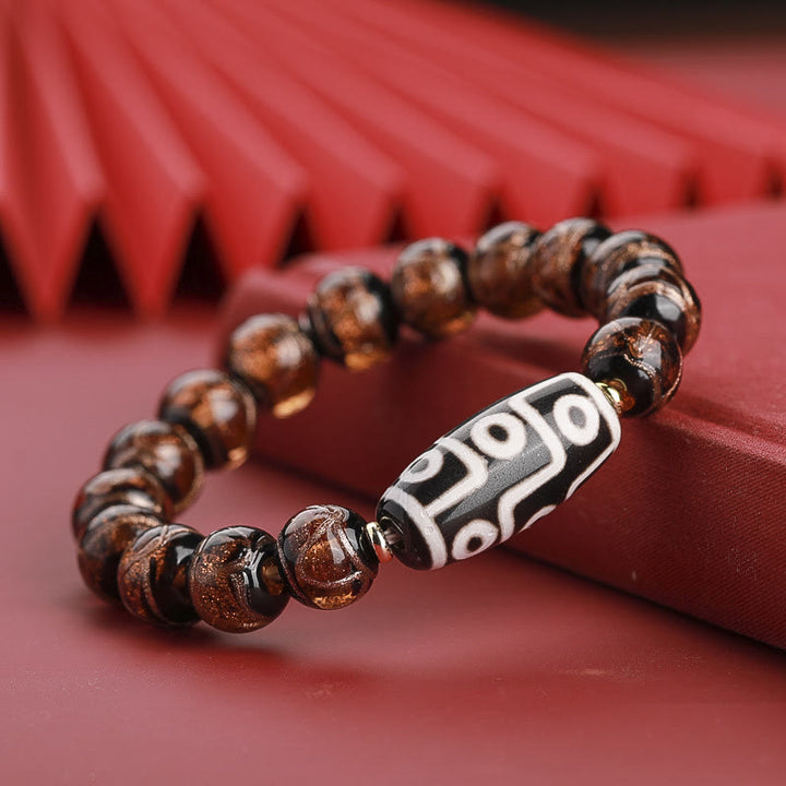 Buddha Stonesチベット九眼珠三眼珠琉璃ガラス玉富のブレスレット