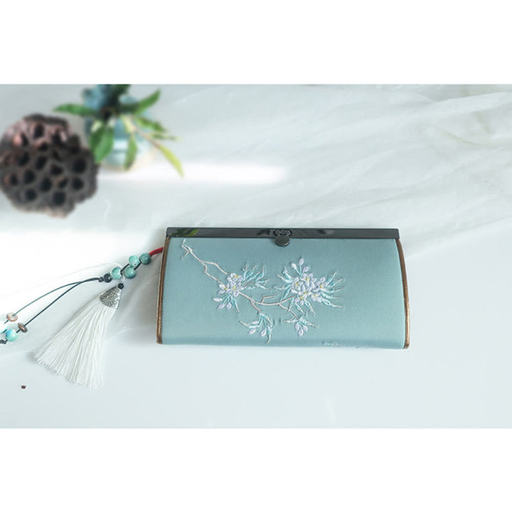 Buddha Stonesの花、梅、桃の花、竹の両面刺繍、大容量のキャッシュホルダーウォレット、ショッピングバッグ - image 17