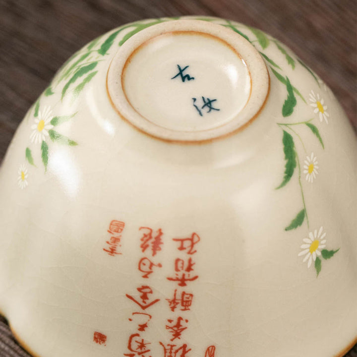 Buddha Stones桃の花 デイジーの花 陶器 ティーカップ カンフーティーカップ - image 5