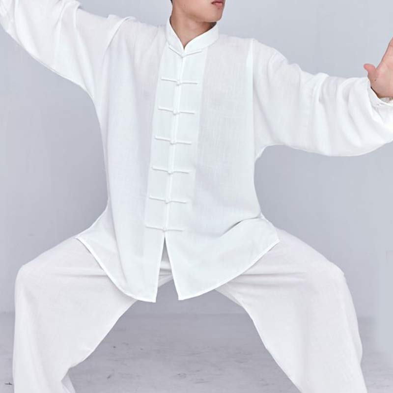 Buddha Stones瞑想禅祈りスピリチュアル太極拳気功練習ユニセックス刺繍服セット - ホワイト長袖 - US14、 UK/AU18、 EU46 (3XL) - image 2