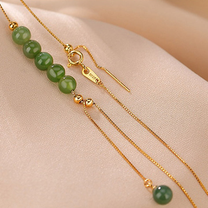 Buddha Stones925スターリングシルバー シアン翡翠ビーズ ヒーリングネックレスペンダント