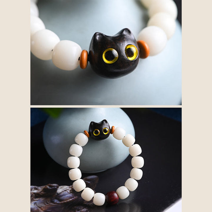 Buddha Stones天然菩提樹の小葉紫檀黒檀招き猫 知恵のブレスレット - image 16