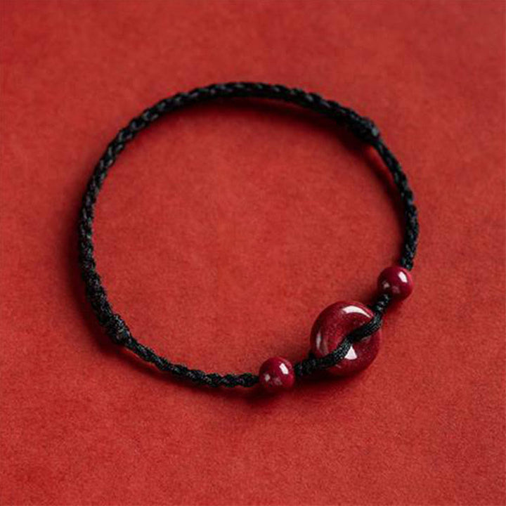 Buddha Stones ハンドメイドお守りブレスレット 辰砂入り 厄除け・健康運 レディースアクセサリー